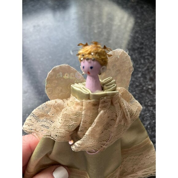 Vtg 1970's Detroit Artist Mary Ewald Christmas Ornament Angel Clothespin Doll - Picture 4 of 9